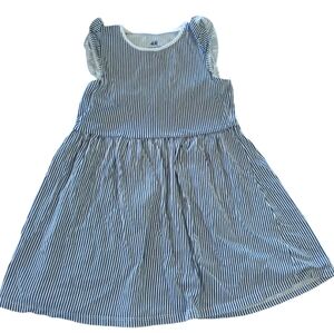 H&M Basic Organic Cotton Navy and White Striped Dress
